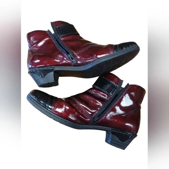 Rieker Red And  Black Zip Up Ankle Boots Size 39 - Picture 6 of 10